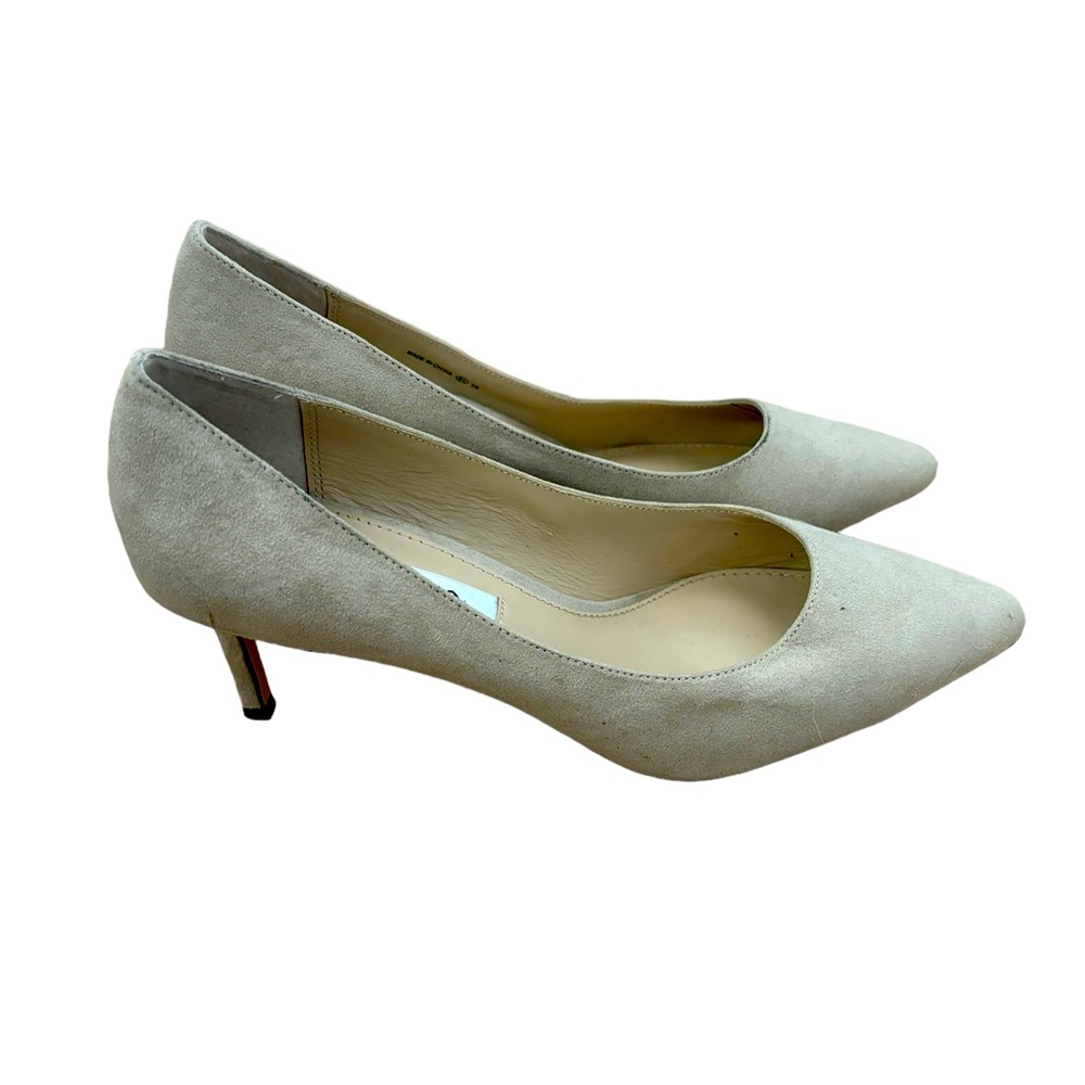 Nina Classic Pumps Tan Suede Mid‎ Heel Classic High Heel Womens Size 8.5